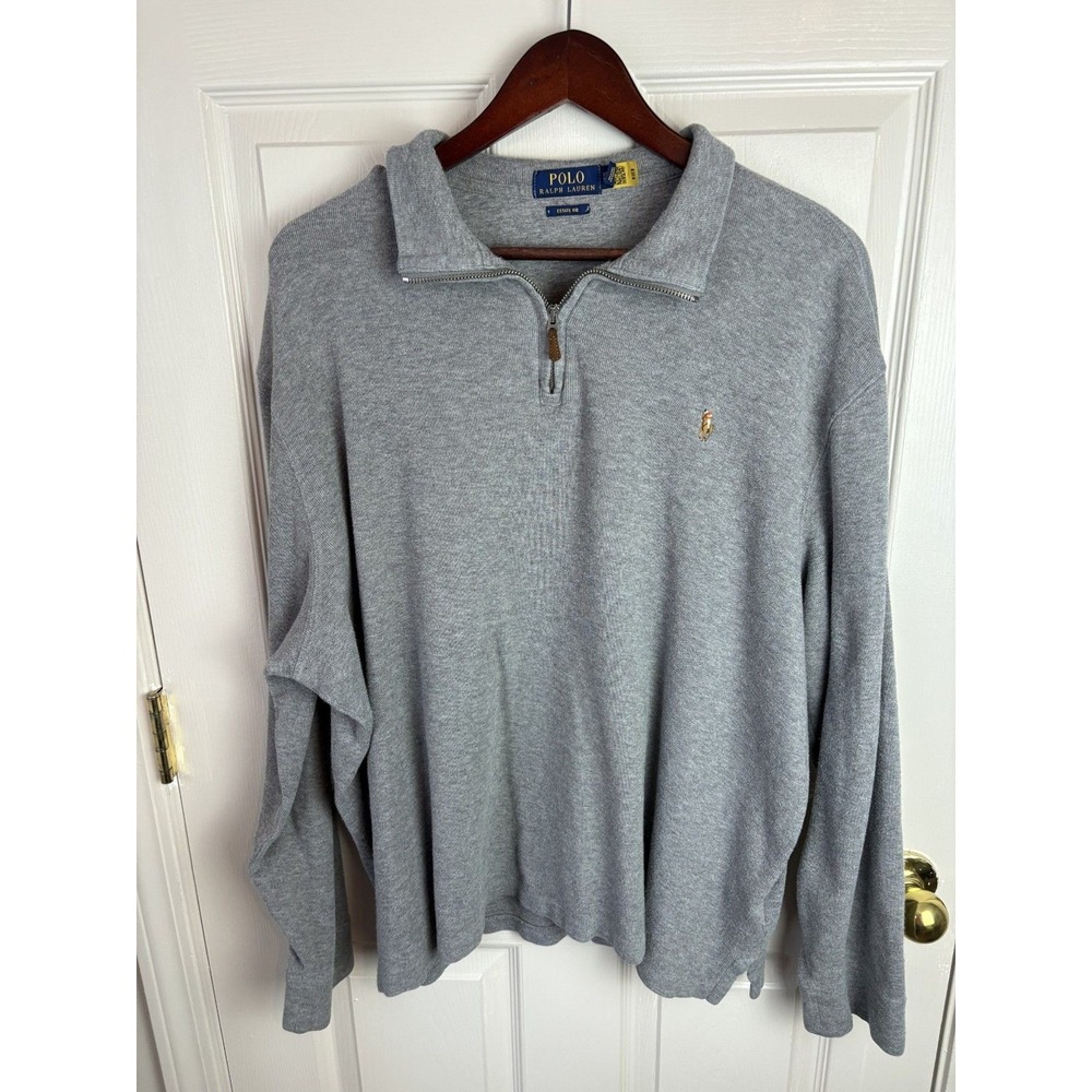 Polo Ralph Lauren Quarter Zip Pullover Mens XL Gray Excellent Estate Rib Sweater